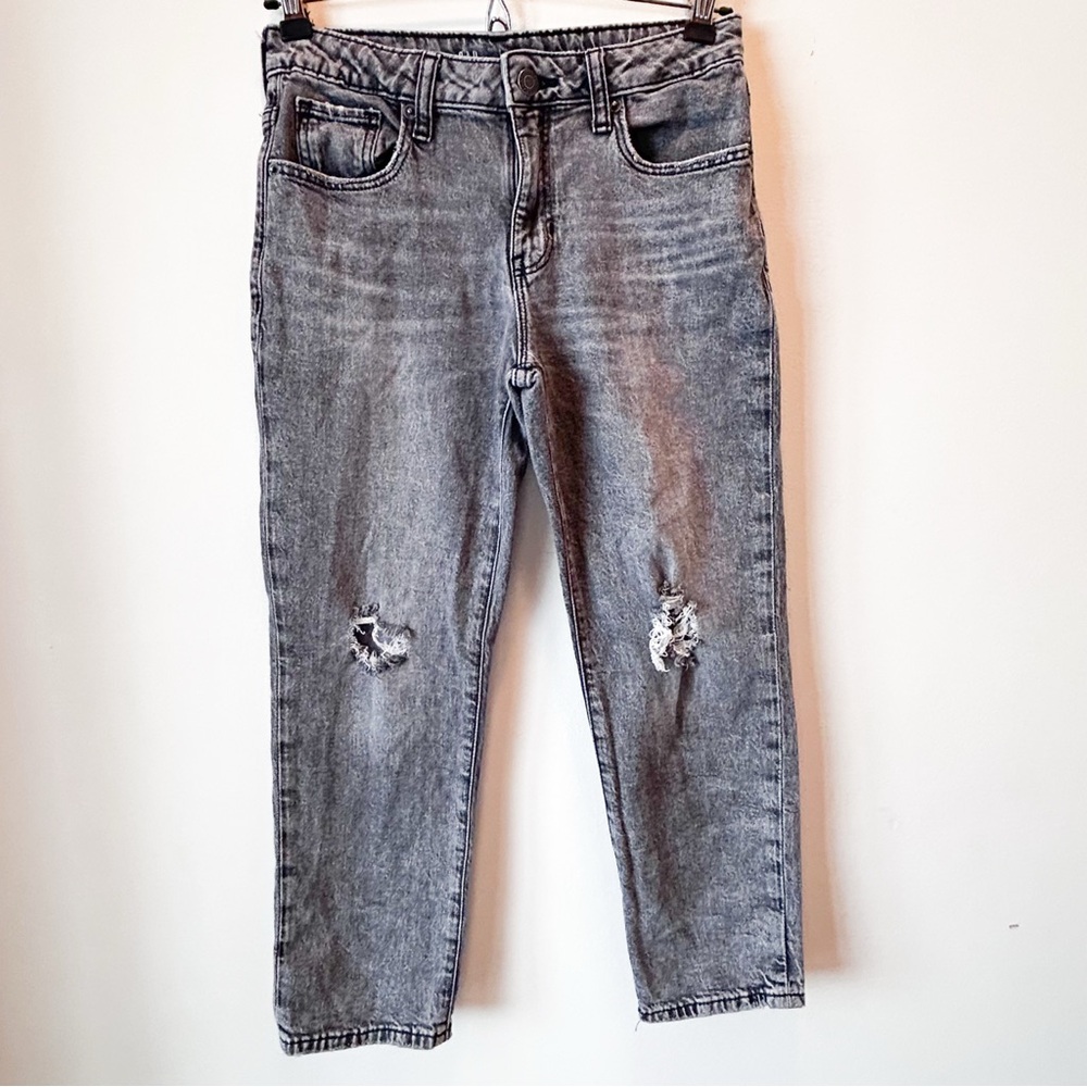 Gap Kids Girls Gray Distressed Adjustable Girlfriend Jeans sz 12